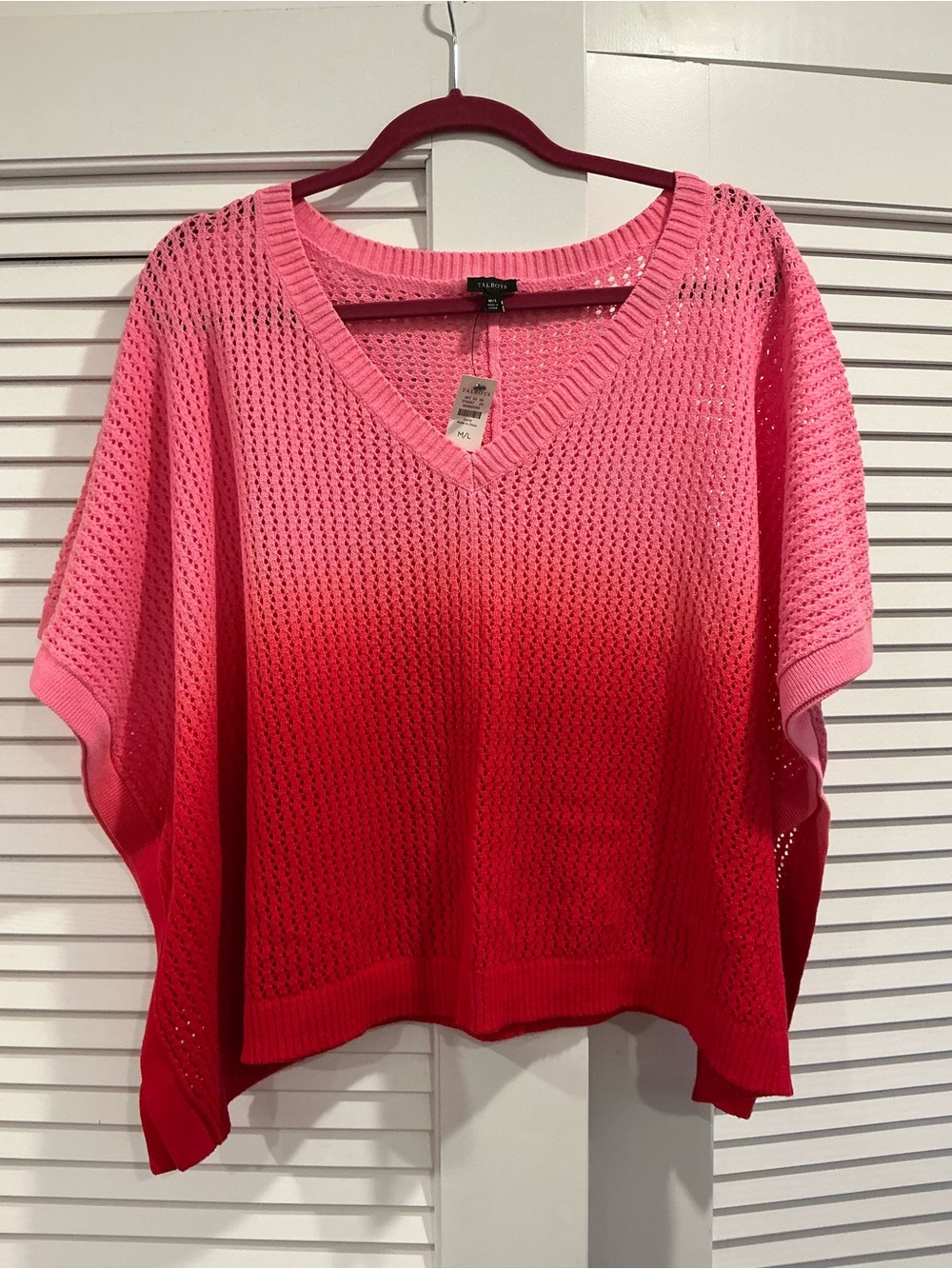 NWT Talbots Poncho light crochet style nautical boho beach travel wear size M/L